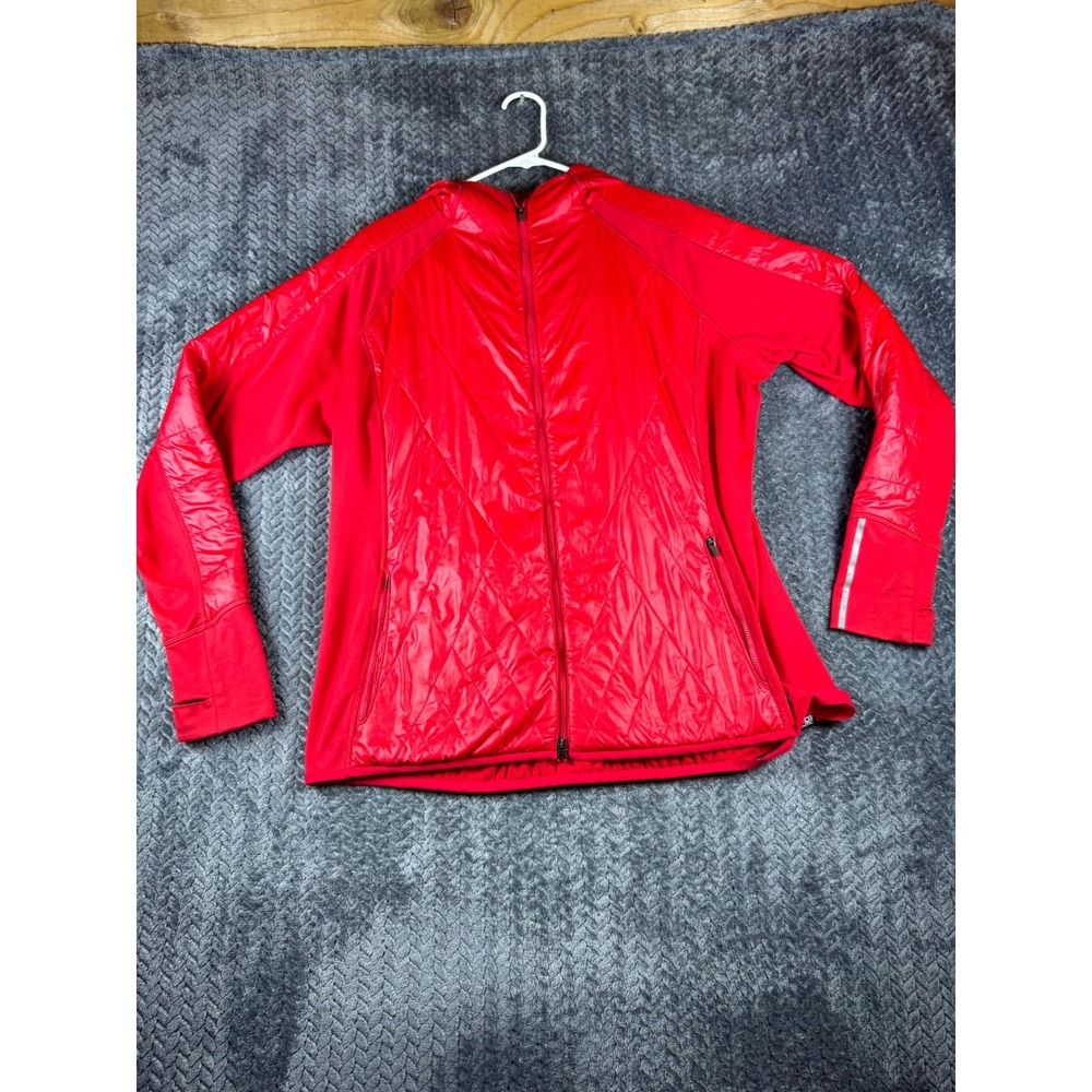 New Balance Heat Hybrid Jacket Womens XL Red Hooded Long Sleeve Winter Full Zip